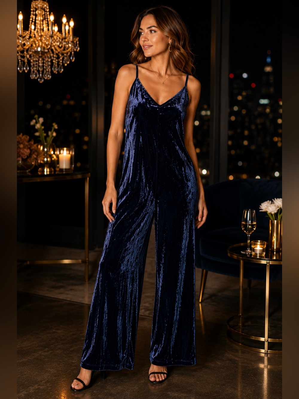 Aerie Crushed Velvet Wide Leg Jumpsuit – Size XL